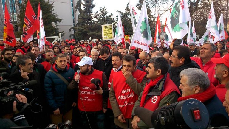 Delegación de PAME en la manifestación del Sindicato Birlesik Metal – Is en Turquía