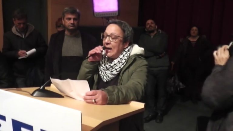 Ομιλία της Χριστίνας Καραμαλίκη στη παρέμβαση των Συνδικάτων στη Καλαμάτα