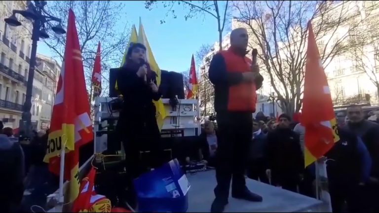 Χαιρετισμός ΓΓ ΠΣΟ Γ. Μαυρικου στην Μασσαλία, Γενική Απεργία 9.1