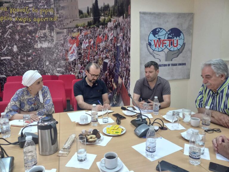 Συνάντηση του ΠΑΜΕ με αντιπροσωπεία συνδικαλιστών της Ομοσπονδίας Εμπορίου Υπηρεσιών CGT Γαλλίας ΦΩΤΟ