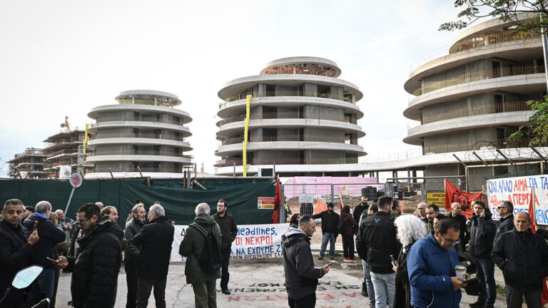 Απεργιακή συγκέντρωση των εργαζομένων στο έργο του Ελληνικού(ΒΙΝΤΕΟ-ΦΩΤΟ)