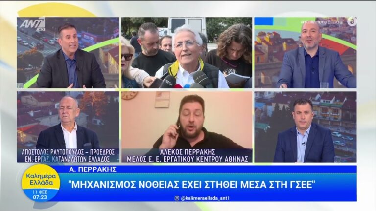 Παρέμβαση του Αλέκου Περράκη στον ΑΝΤ1, μέλος της ΕΕ του Εργατικού Κέντρου Αθήνας